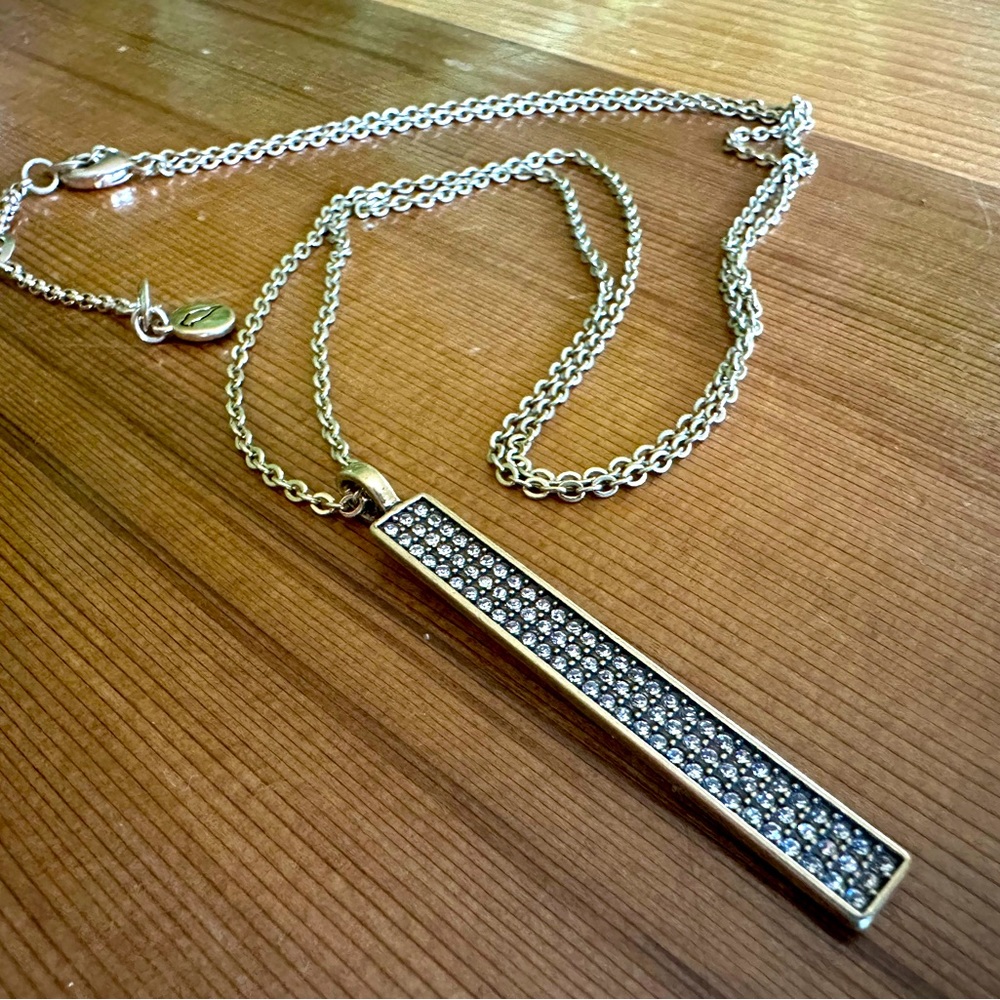 Chloe + Isabel Long Bronze Pave’ Bar Necklace